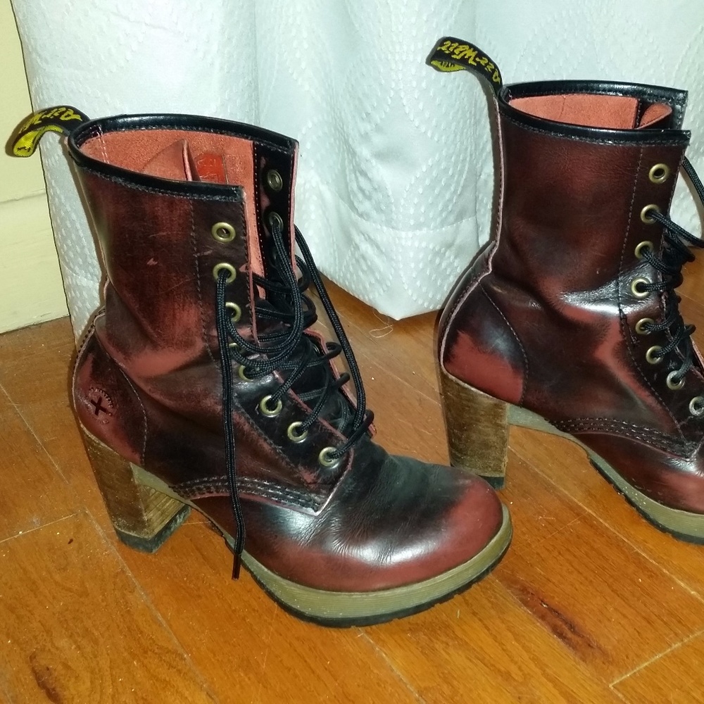 Dr. Martens Darcy Heels, red burgundy leather boot